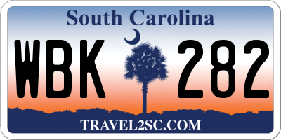SC license plate WBK282