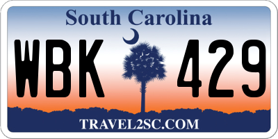 SC license plate WBK429