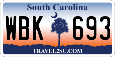 SC license plate WBK693