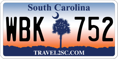 SC license plate WBK752