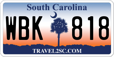SC license plate WBK818