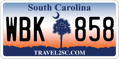 SC license plate WBK858