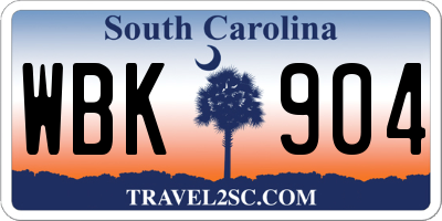 SC license plate WBK904