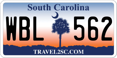 SC license plate WBL562