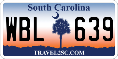 SC license plate WBL639