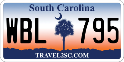 SC license plate WBL795