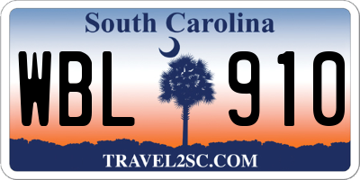 SC license plate WBL910