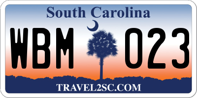SC license plate WBM023