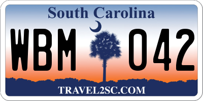 SC license plate WBM042