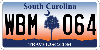 SC license plate WBM064