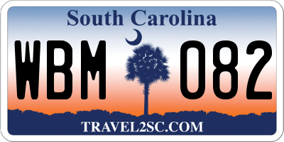 SC license plate WBM082