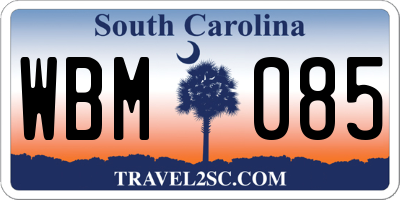SC license plate WBM085