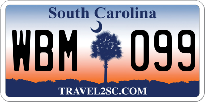 SC license plate WBM099