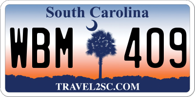 SC license plate WBM409