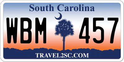 SC license plate WBM457