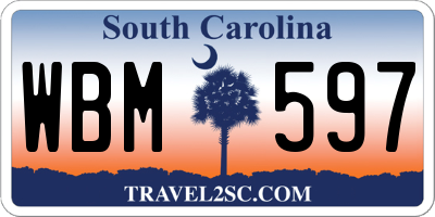 SC license plate WBM597