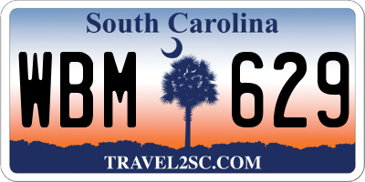 SC license plate WBM629