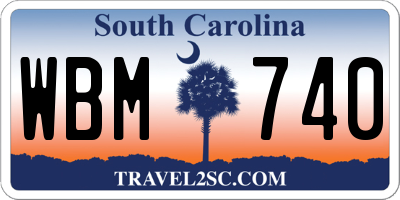 SC license plate WBM740