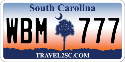 SC license plate WBM777