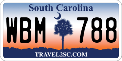 SC license plate WBM788