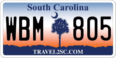SC license plate WBM805