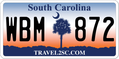 SC license plate WBM872