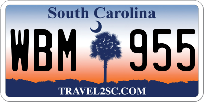 SC license plate WBM955