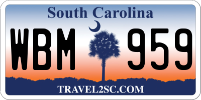 SC license plate WBM959