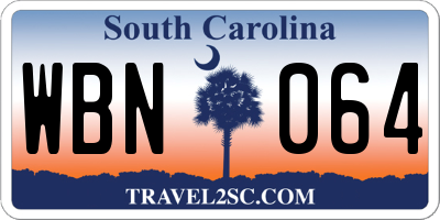 SC license plate WBN064