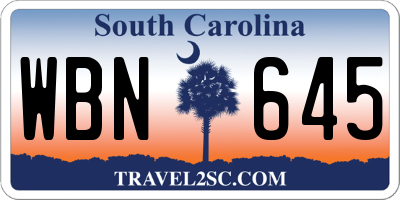 SC license plate WBN645