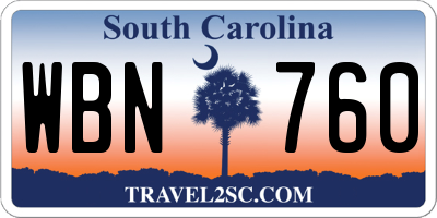 SC license plate WBN760