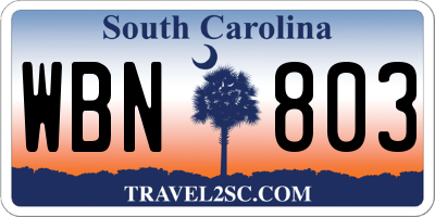 SC license plate WBN803