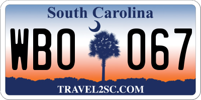 SC license plate WBO067