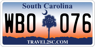 SC license plate WBO076