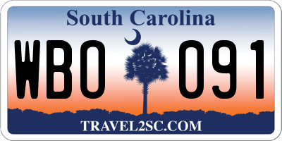 SC license plate WBO091