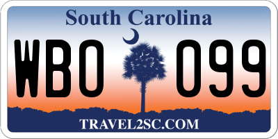 SC license plate WBO099