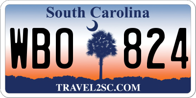 SC license plate WBO824