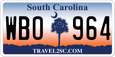 SC license plate WBO964