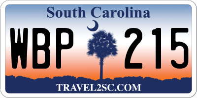 SC license plate WBP215