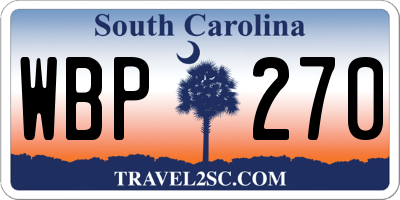 SC license plate WBP270