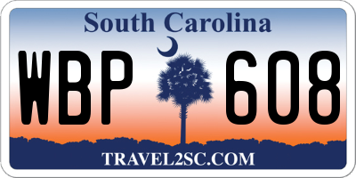 SC license plate WBP608