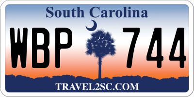 SC license plate WBP744