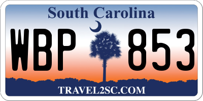 SC license plate WBP853