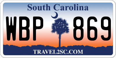 SC license plate WBP869