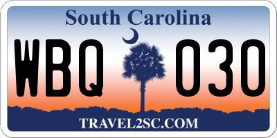 SC license plate WBQ030