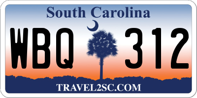 SC license plate WBQ312