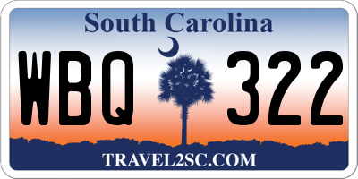 SC license plate WBQ322