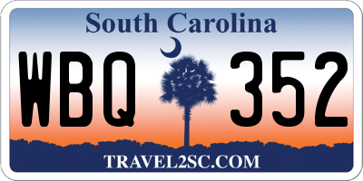 SC license plate WBQ352