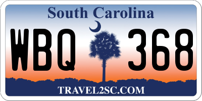 SC license plate WBQ368