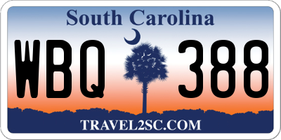SC license plate WBQ388